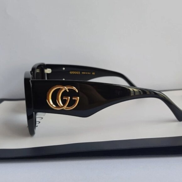 New GUCCI Women Sunglasses Oversized Black Rectangle GG0956S-003 Gray Lens main image 5